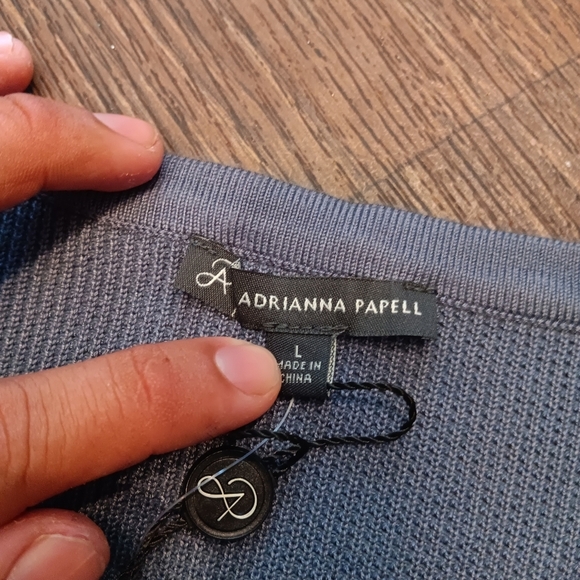 Adrianna Papell Blue Textured Sweater with Balloon Sleeves - Picture 3 of 6